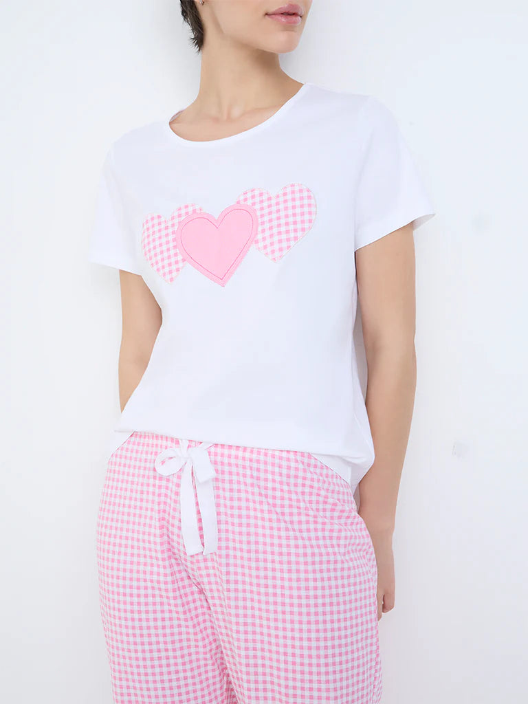 Checkered Cotton T-Shirt and Pyjamas Set