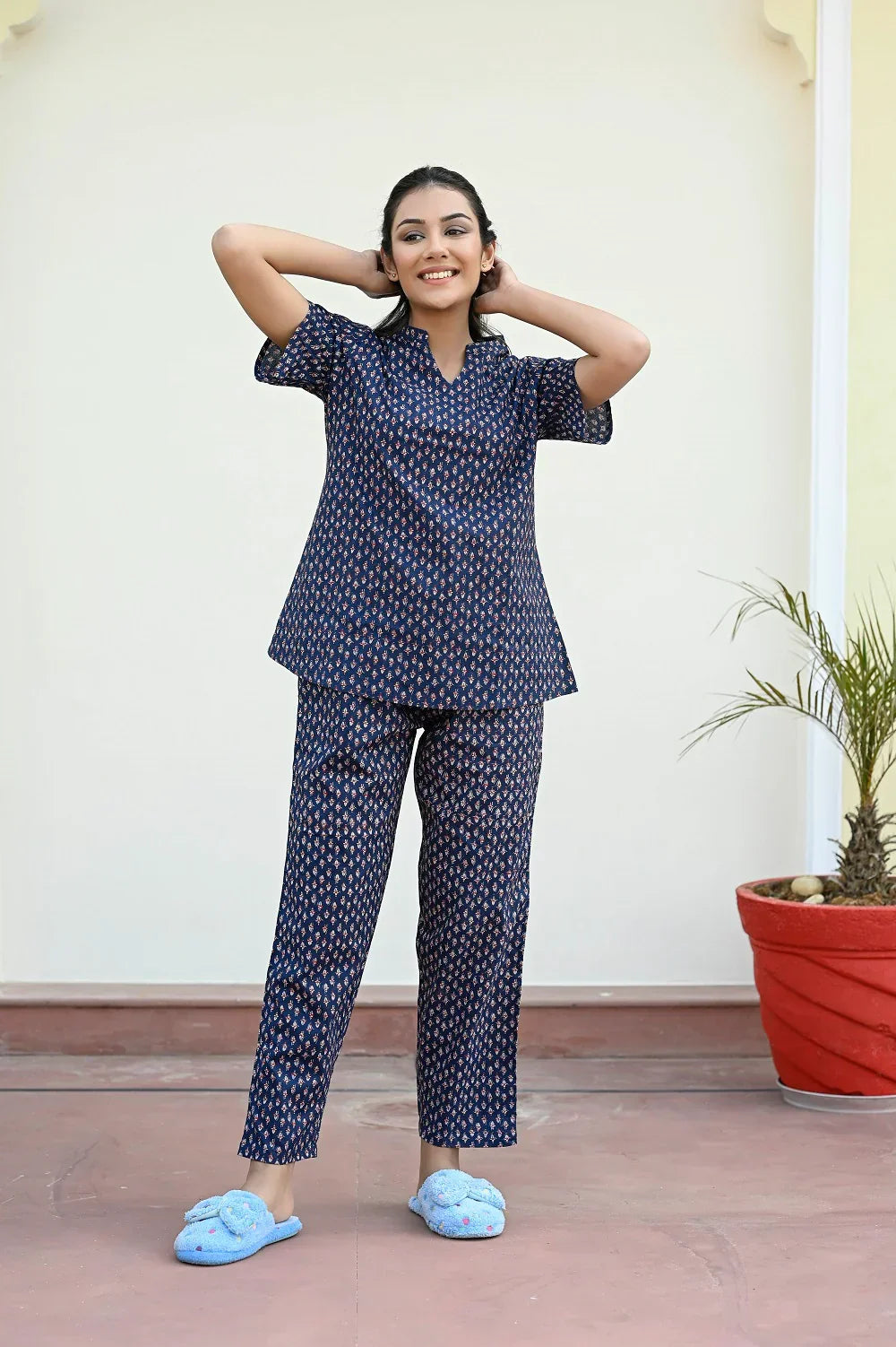 Cotton Printed Night Suit Set With Payjama