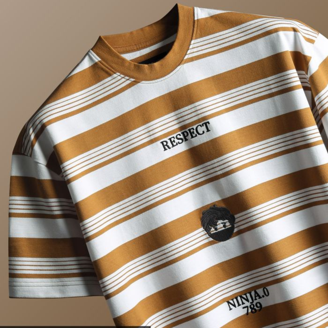 Mustard Striped Knitted T-Shirt