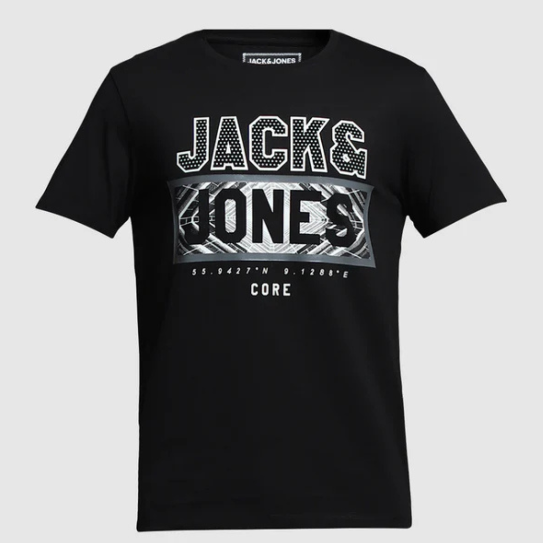 BLACK JACK & JONES LOGO PRINT COTTON T-SHIRT