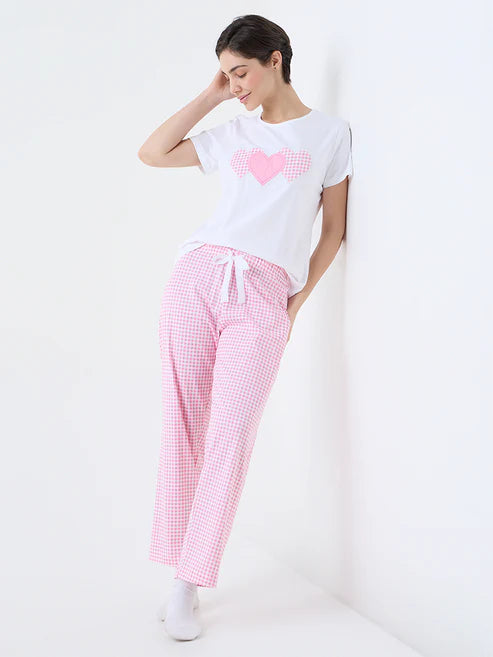 Checkered Cotton T-Shirt and Pyjamas Set
