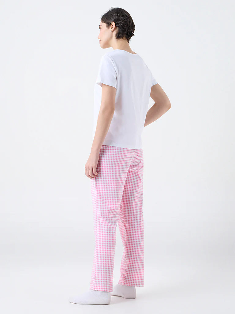 Checkered Cotton T-Shirt and Pyjamas Set
