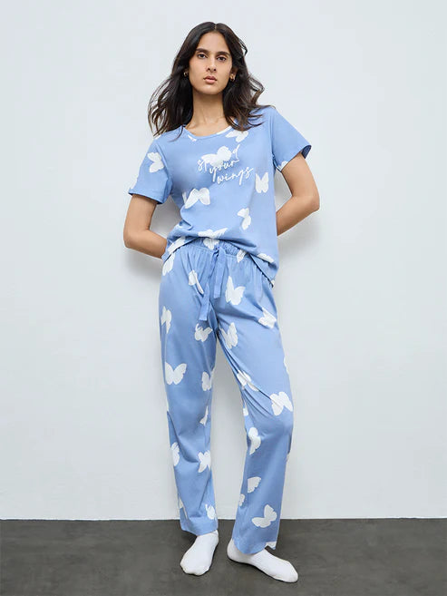 Wunderlove Printed Cotton Pyjamas Set In A Bag