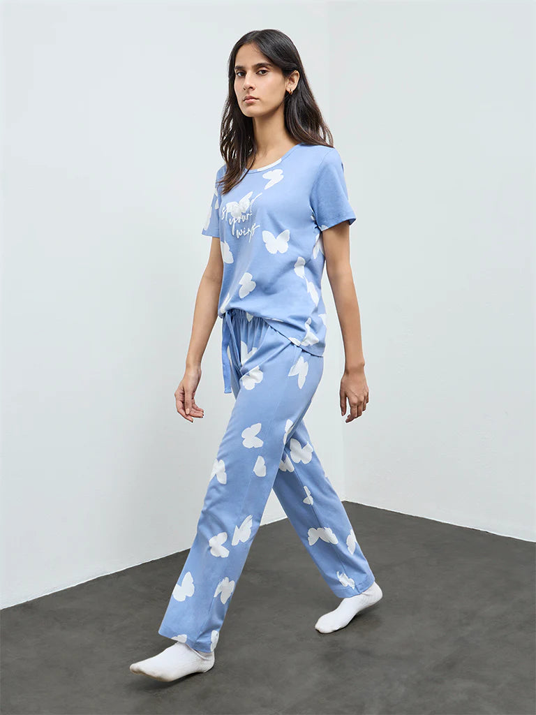 Wunderlove Printed Cotton Pyjamas Set In A Bag