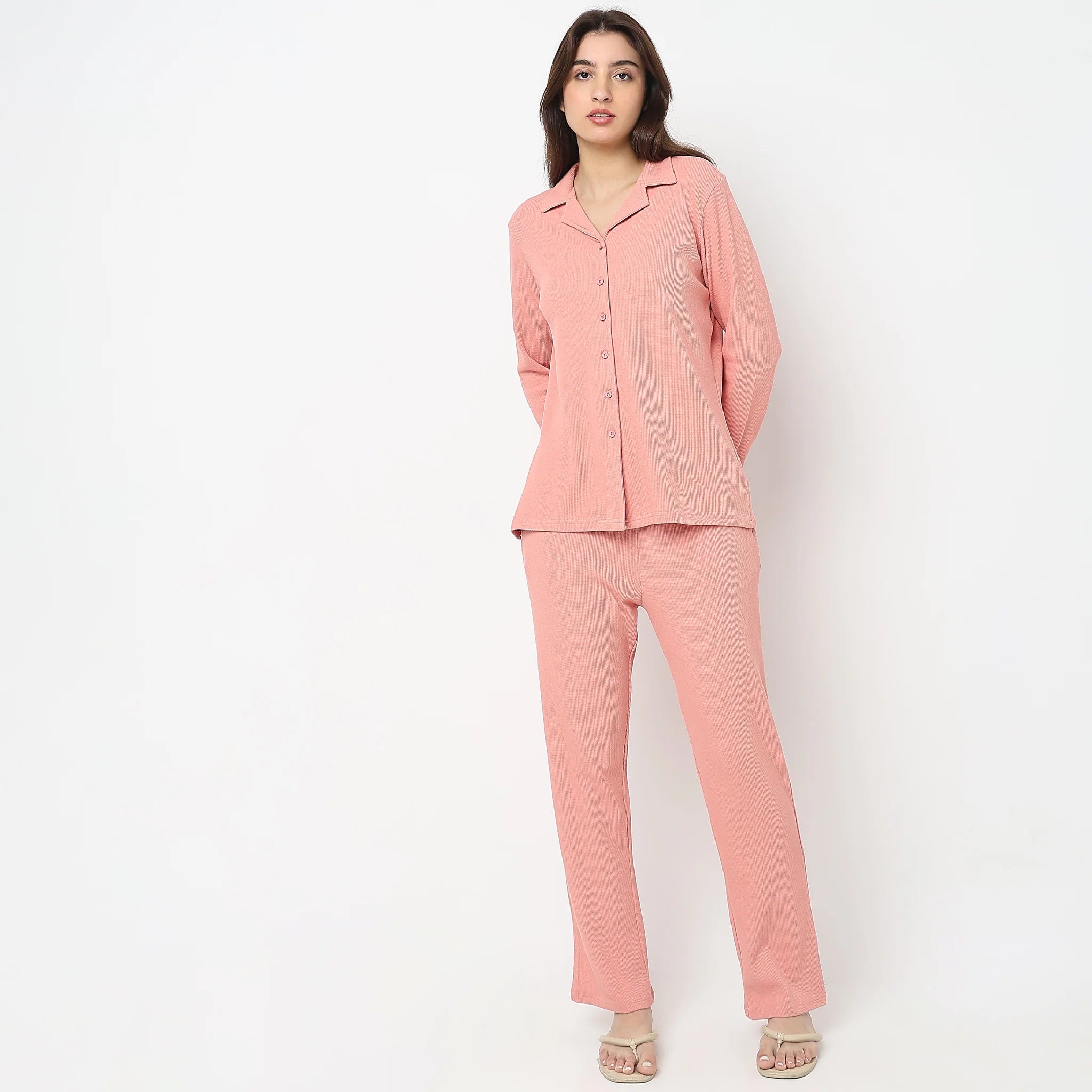 Knitted Printed T-Shirt With Pyjama Sleepwear Set