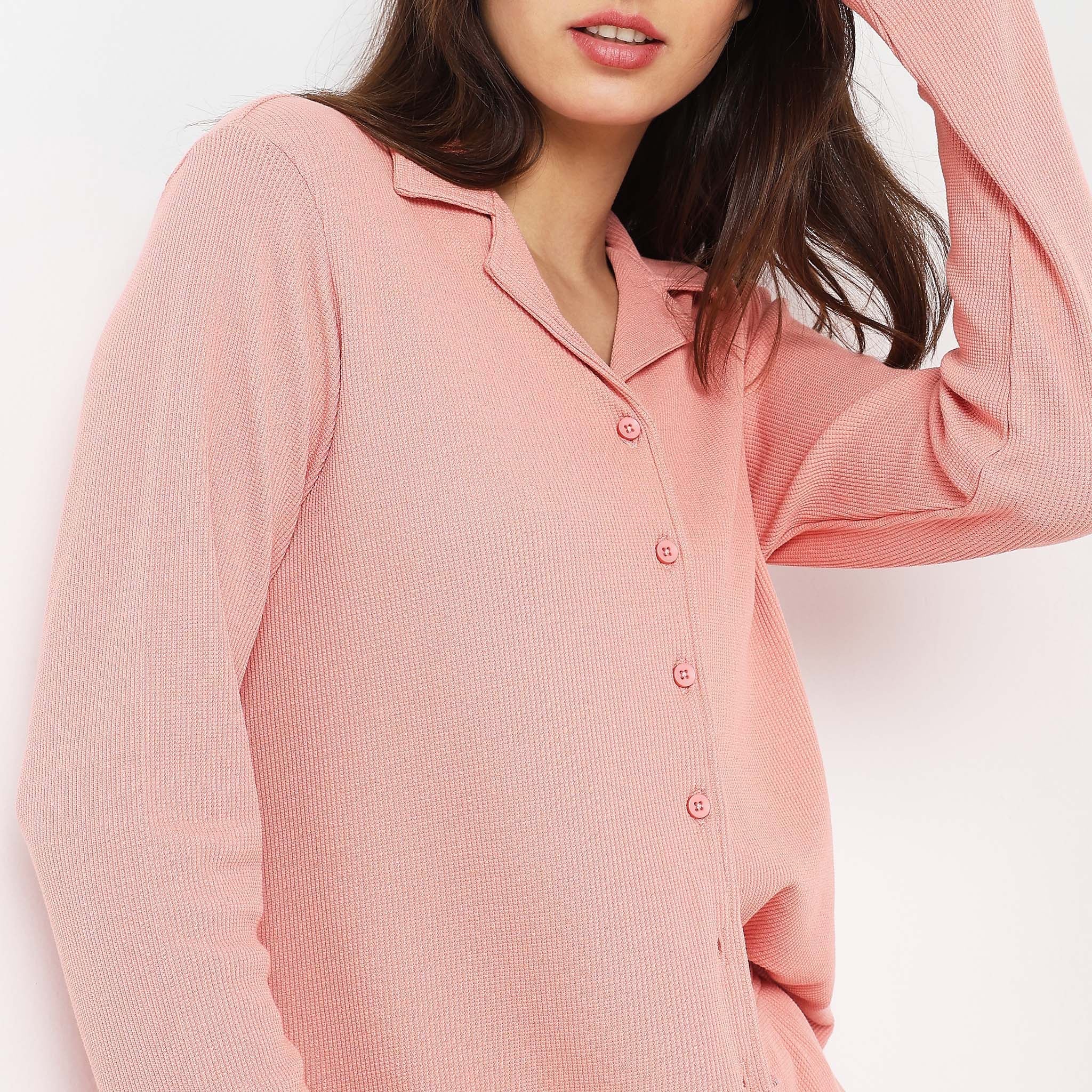 Knitted Printed T-Shirt With Pyjama Sleepwear Set