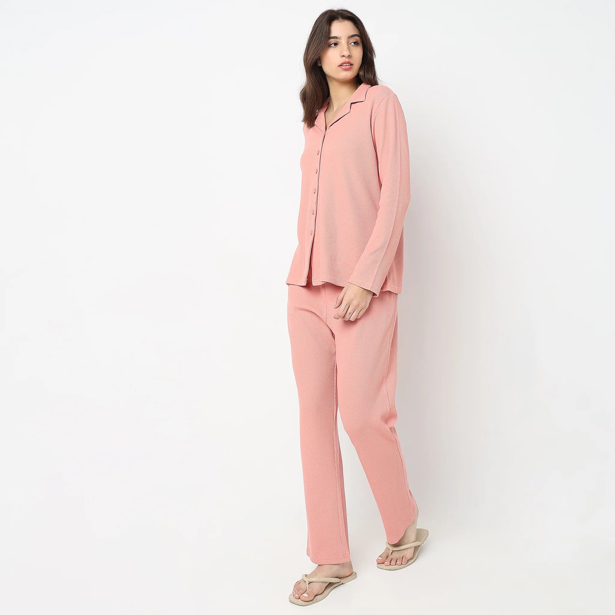 Knitted Printed T-Shirt With Pyjama Sleepwear Set