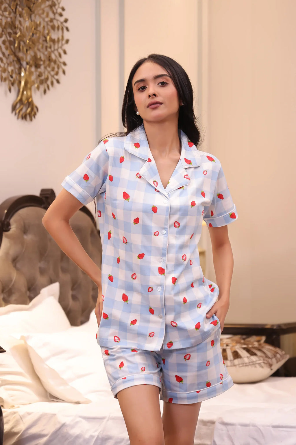 Strawberry Checks Shorts set