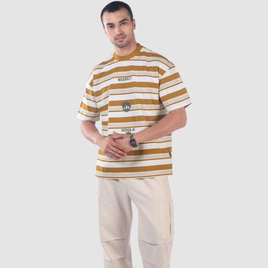 Mustard Striped Knitted T-Shirt