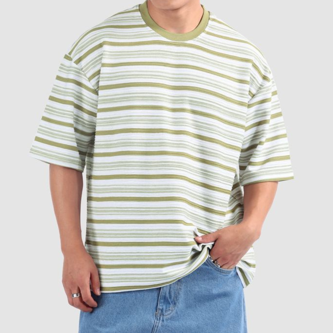 Sage Stripe Textured Oversized T-Shirt