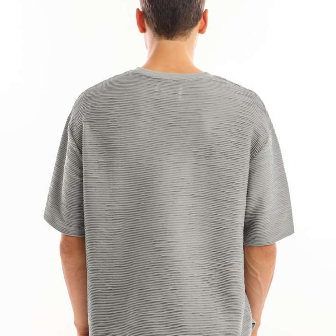 Light Grey Textured Oversized T-shirt