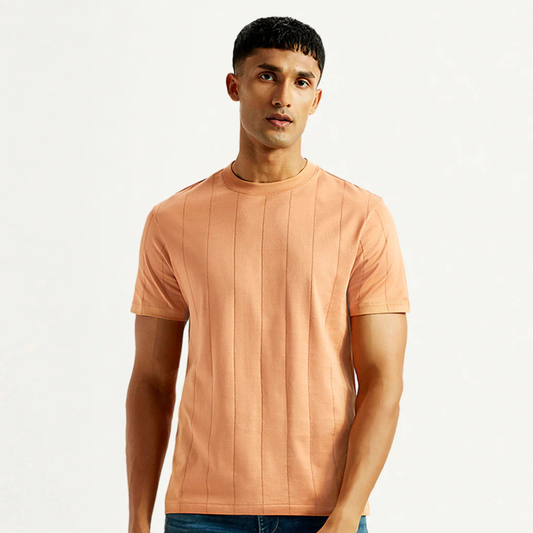 Men's Striped Peach Crew Neck Levi's T-shirt