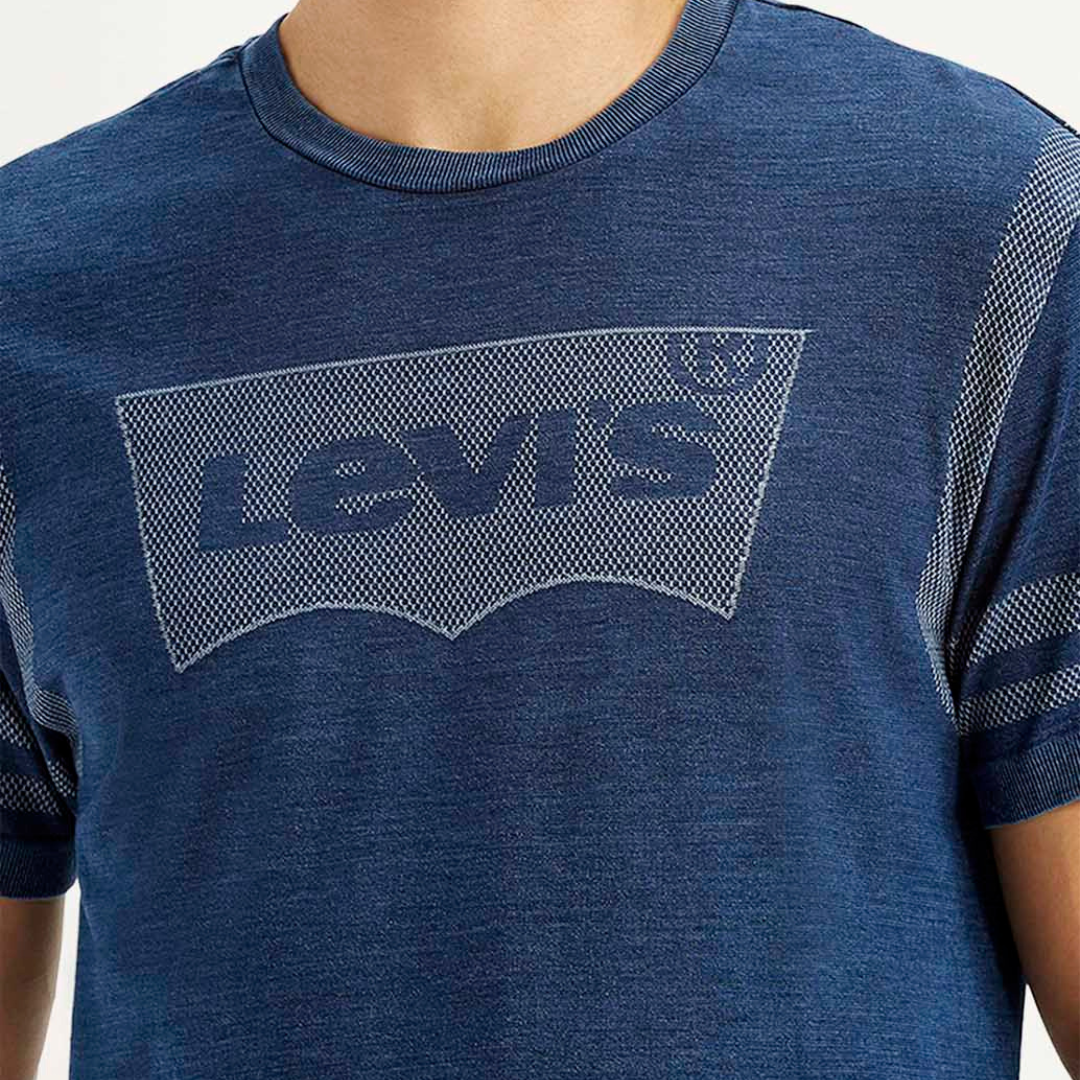 Men's Levi's Brand Logo Dark Blue Slim Fit Seamless T-shirt