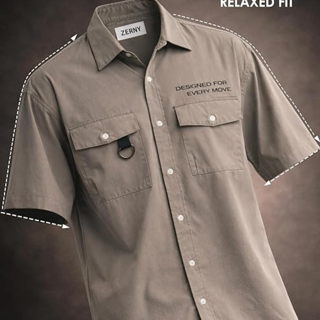 ZERNY Men’s Premium Utility Pocket Casual Shirt