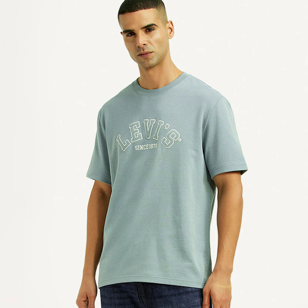Men's Levi's Brand Logo Light Blue Crew Neck T-shirt