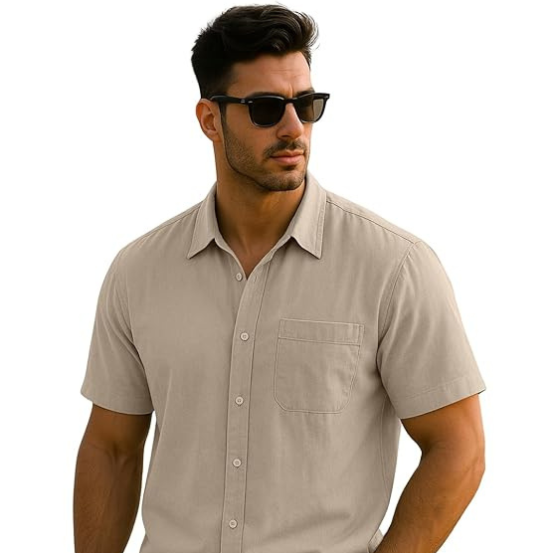 Veirdo Men’s Classic Half Sleeve Button Down Shirt