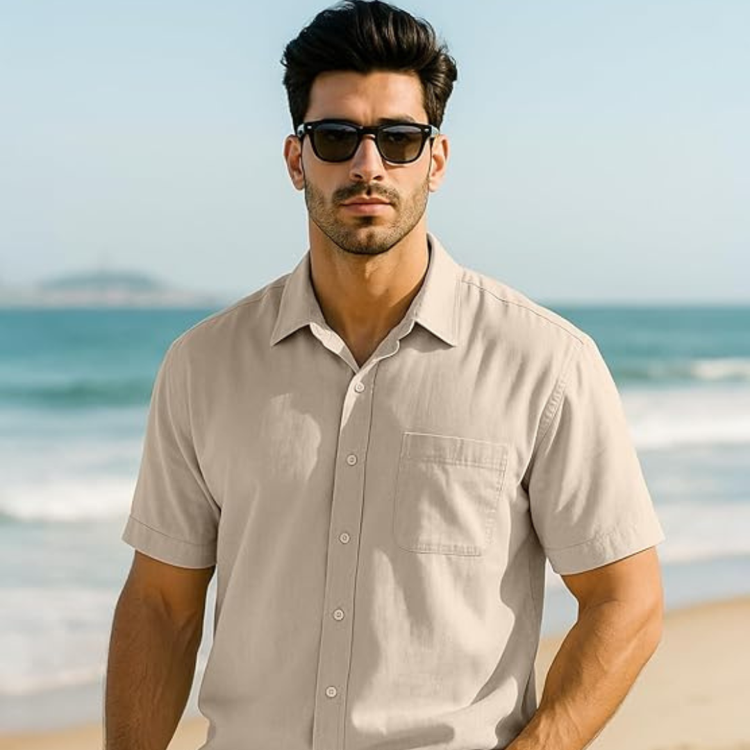 Veirdo Men’s Classic Half Sleeve Button Down Shirt