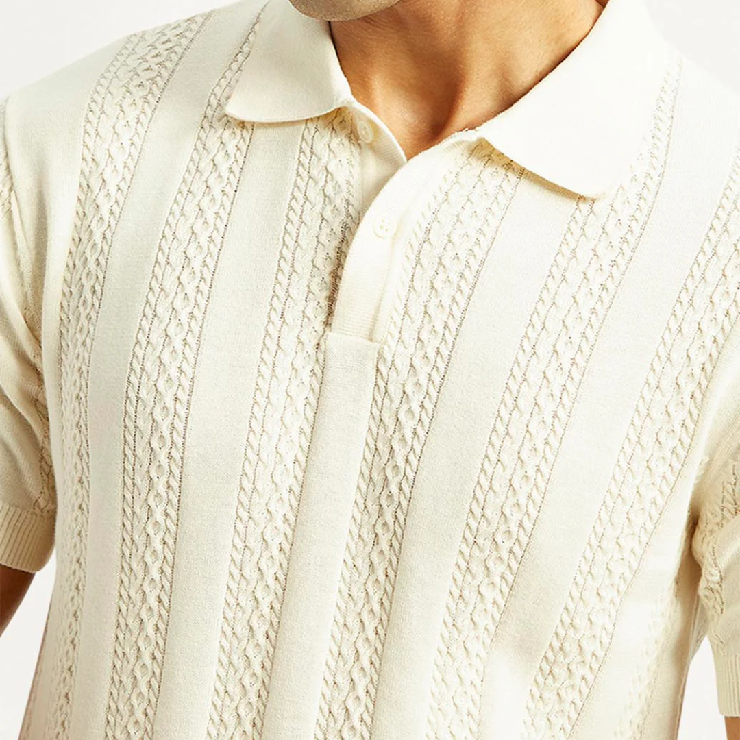 Men's Self Design Slim Fit Polo T-shirt