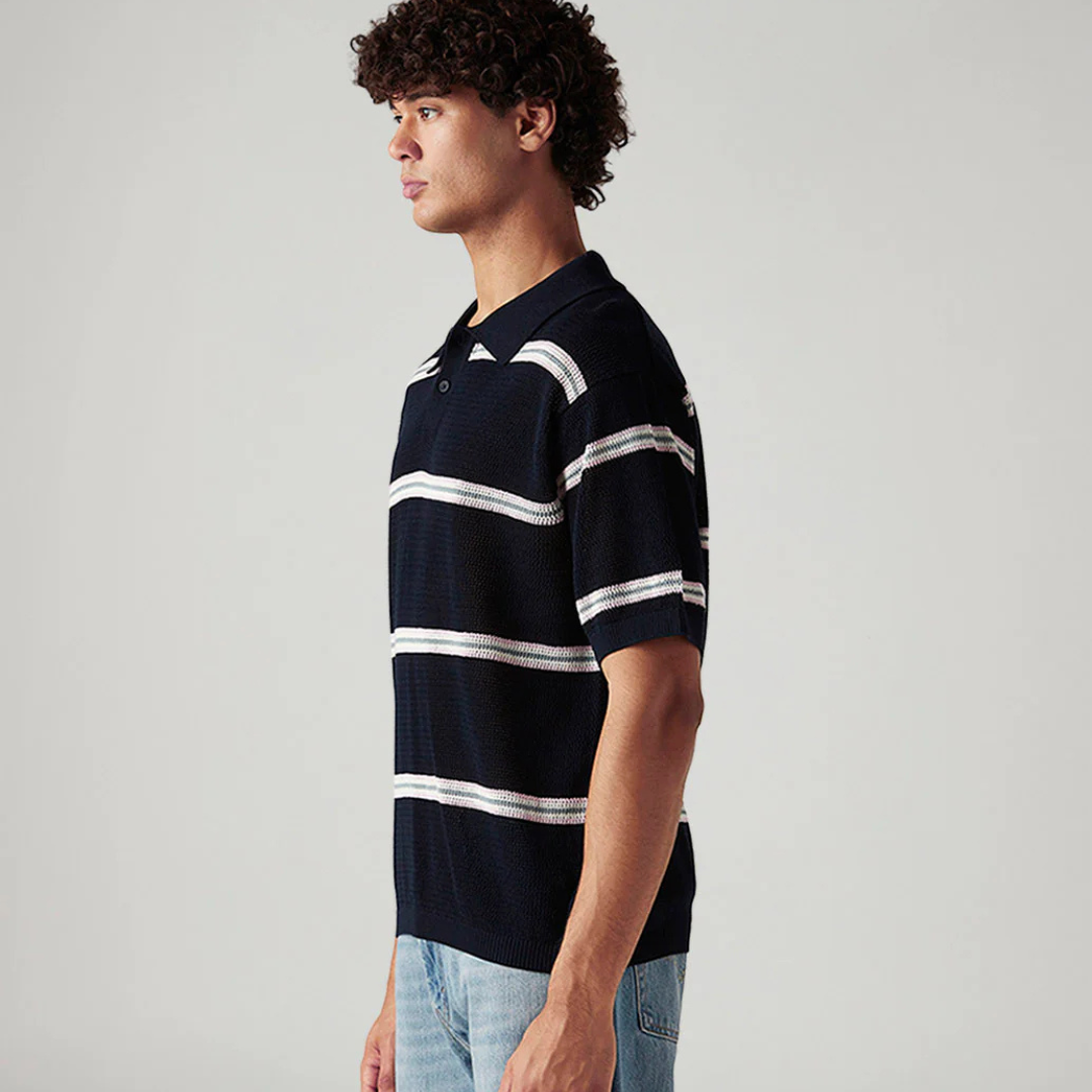 Men's Striped Navy Loose Fit Polo Levi's T-shirt