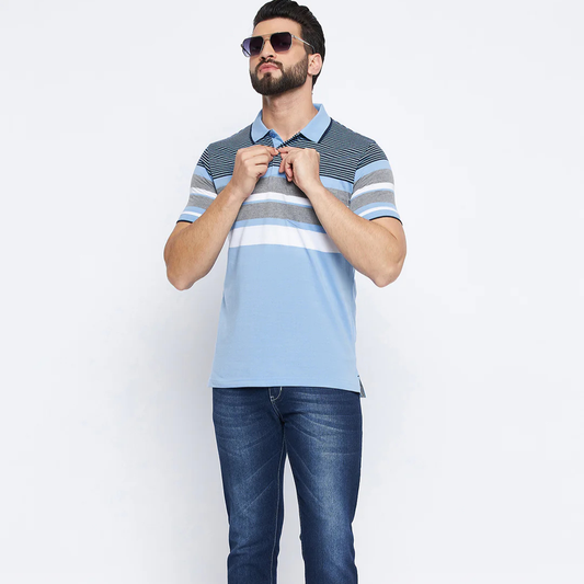 Sleeves T-shirt Color Block Pattern Chest Pocket