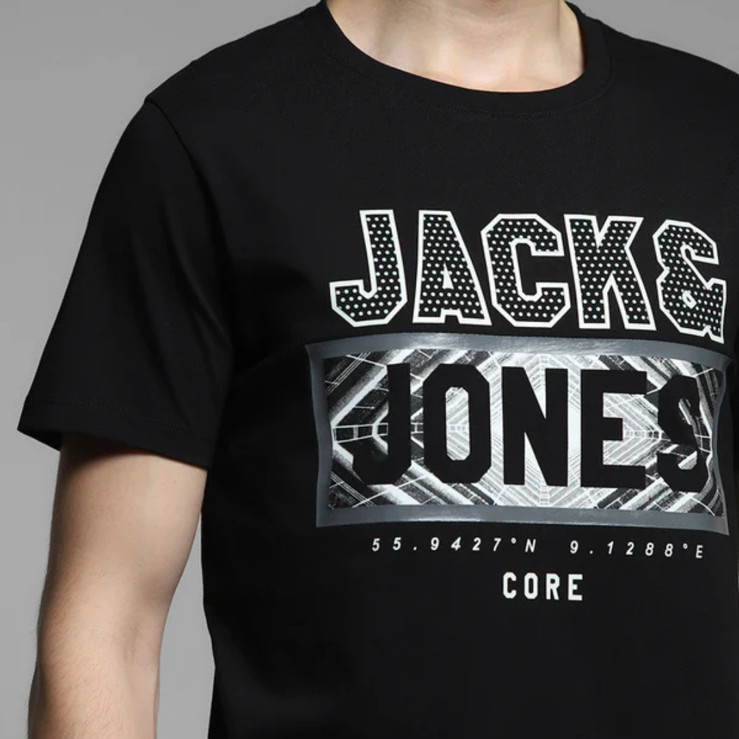 BLACK JACK & JONES LOGO PRINT COTTON T-SHIRT