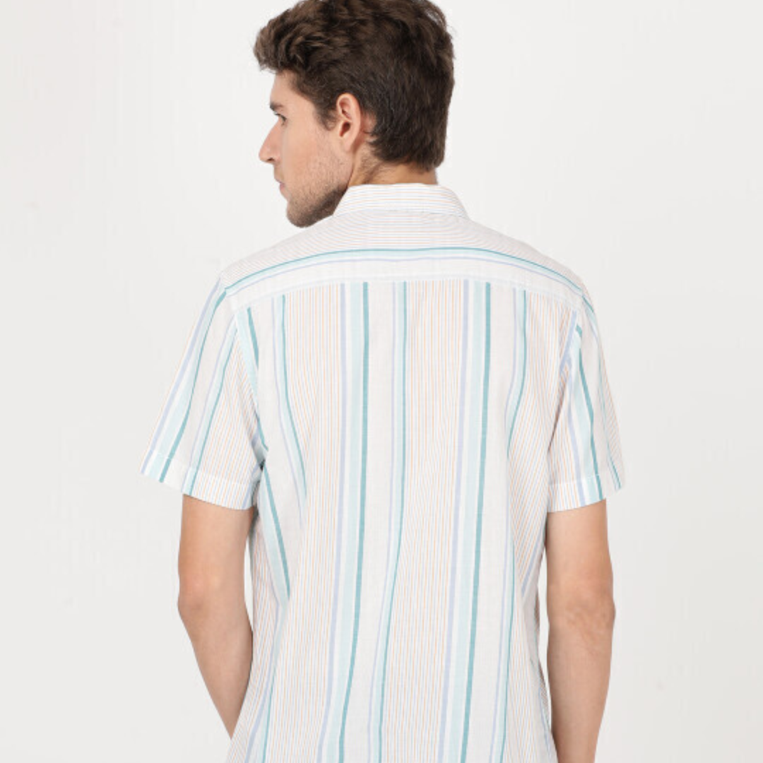 Lee Men Striped Blue Slim Fit Shirt