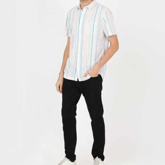 Lee Men Striped Blue Slim Fit Shirt