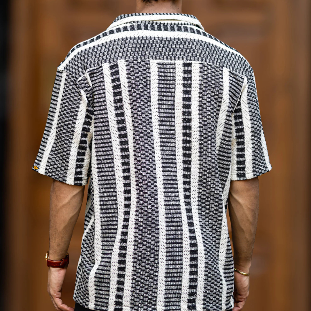 Crossweave Black Half Sleeve Shirt