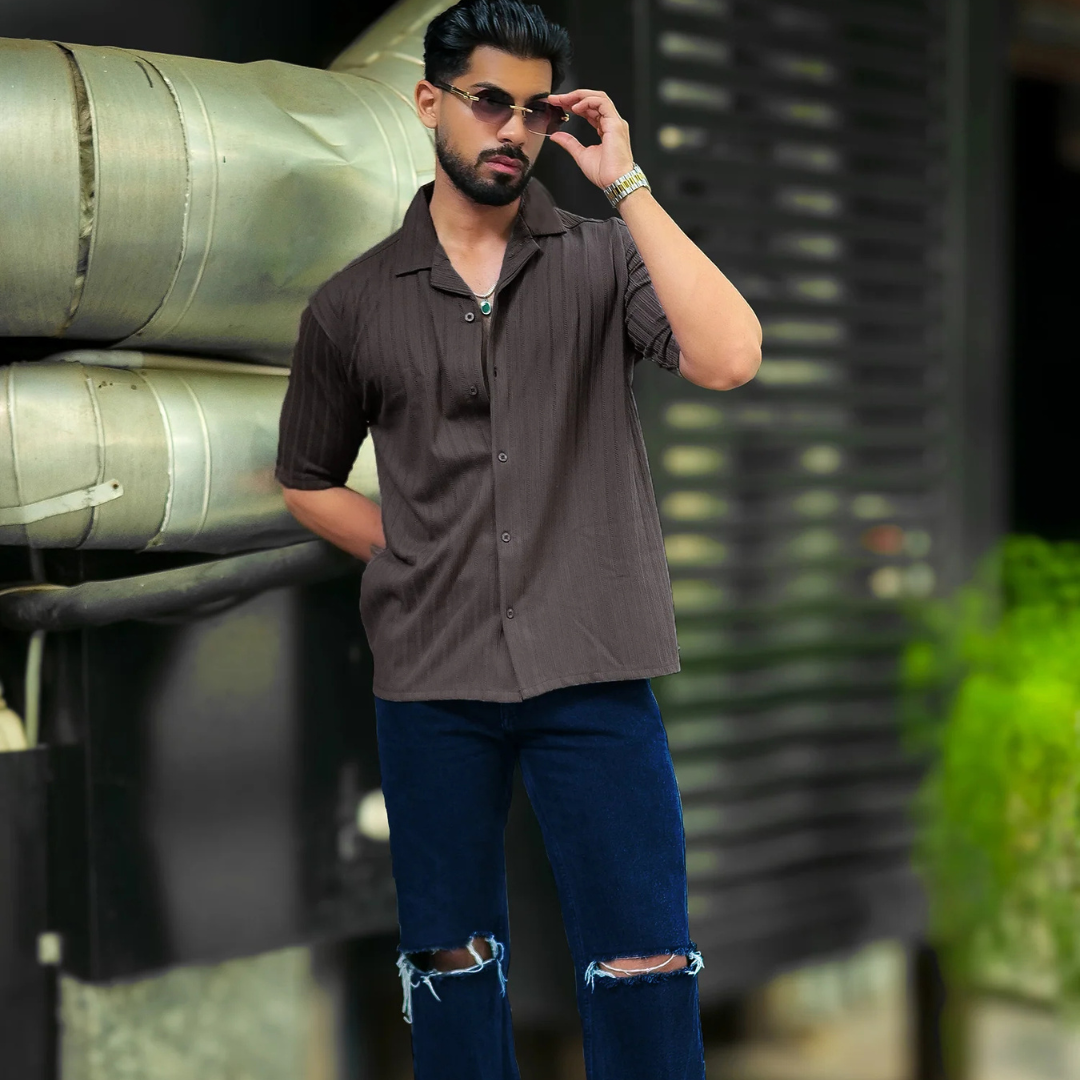 Tangled Dark Grey Half Sleeve Shirt