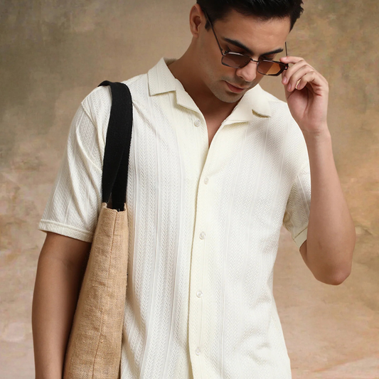 Ozone Cream Half Sleeve Shirt