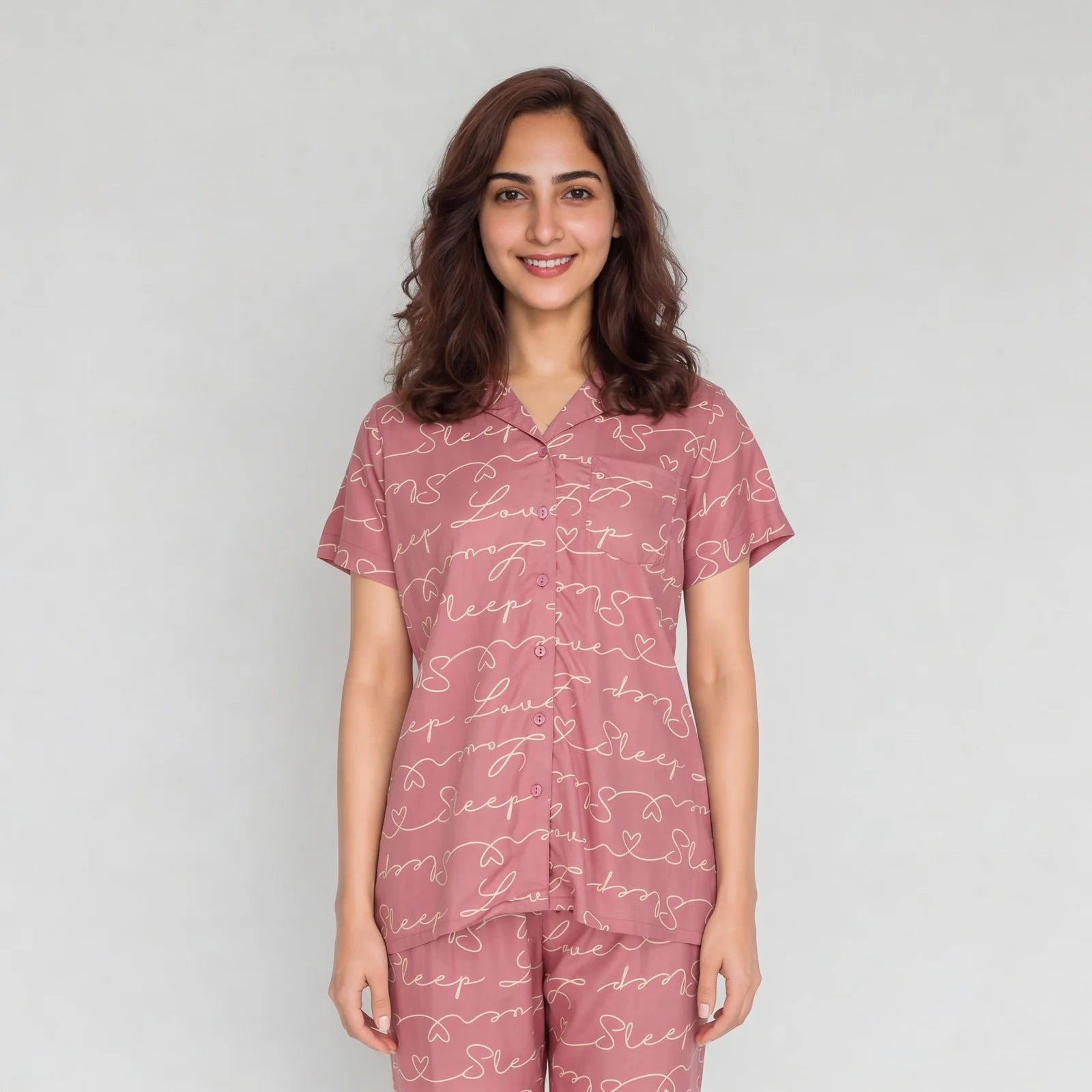 Printed Shirt with Pyjama Sleepwear Set