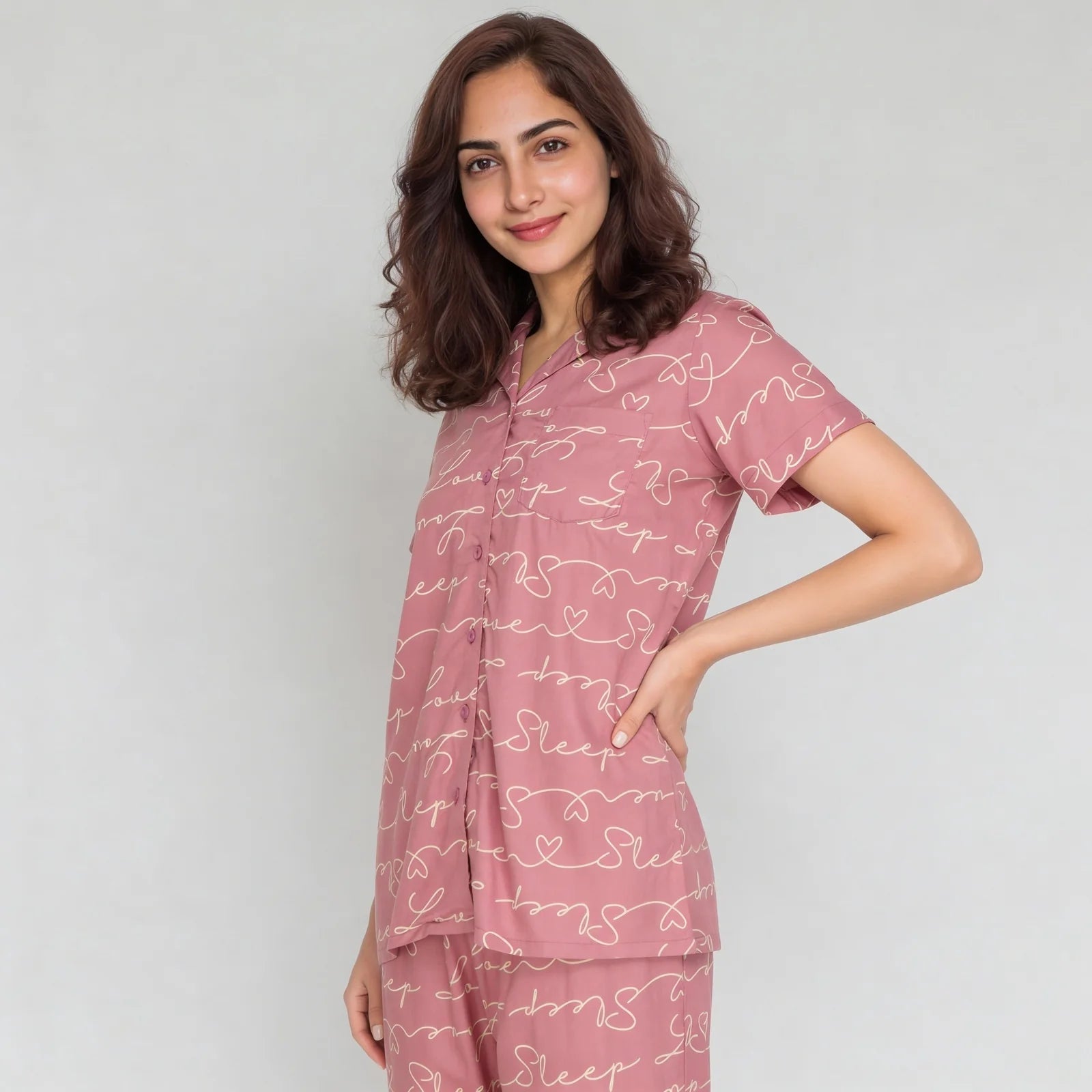 Printed Shirt with Pyjama Sleepwear Set