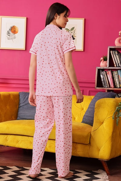 Strawberry Print Button Down Night Suit